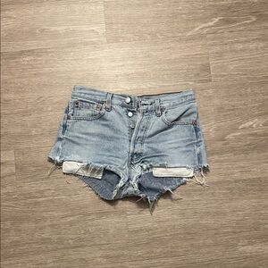Levi's Light Blue Distressed Jean Shorts